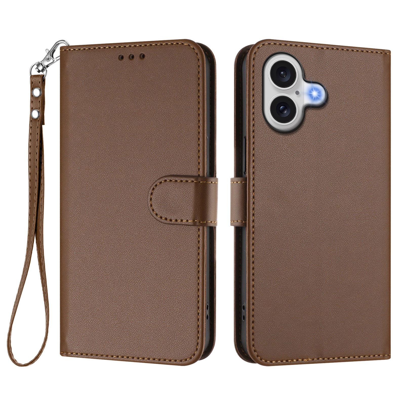 

For iPhone 17 Leather Case Wallet Stand Phone Cover with Wrist Strap D