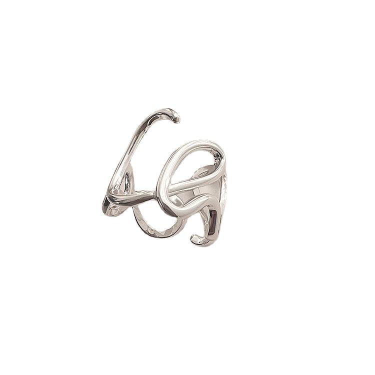 S925 Silver LOVE Letter Women's Creative Open Ring - Versatile Niche Design