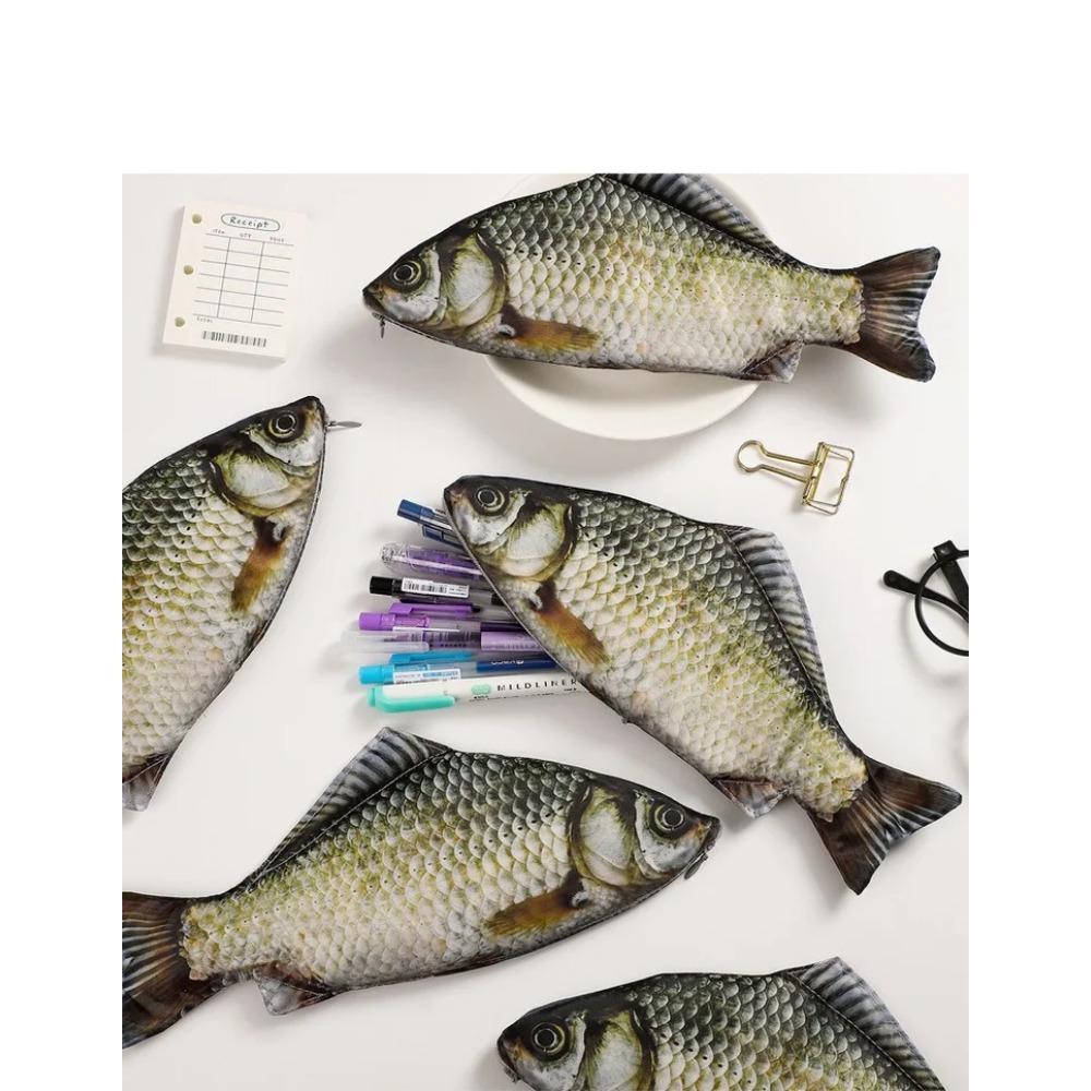 Creative Funny Crucian Carp Shape Pencil Bag Douyin Same Personality Funny Change Korean Version Simulation Crucian Carp Station