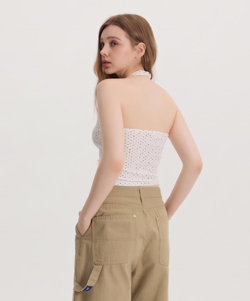 CARGOBROS FOR WOMAN Dot Halterneck Sleeveless Top (White)