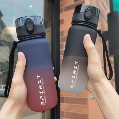 Sports Water Bottle Leak Proof Colorful Plastic Cup with Filter and Portable Rope for Outdoor Travel Gym Fitness