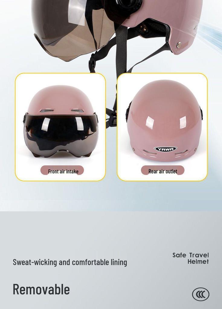 Certified Unisex Electric Vehicle Helmet, All-Season Battery Motorcycle Cap, Summer Half Helmet