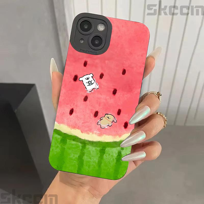 Case For Samsung Galaxy S25 Ultra S24 S23 S22 S21 Plus S20 FE A15 A35 A54 A55 Summer Watermelon Cat Dog Pattern Phone Cover