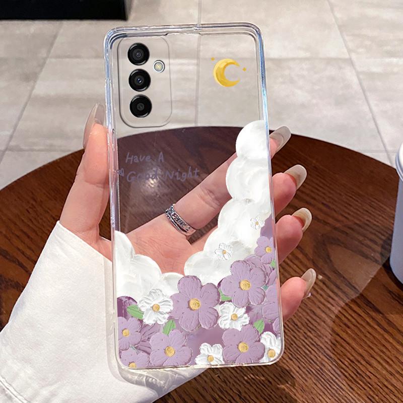 For Samsung Galaxy M23 F23 Cases Soft TPU Back Cover For Samsung M52 Funda Clear Silicone Cute Rabbit Cat Dinasaur Phone Case