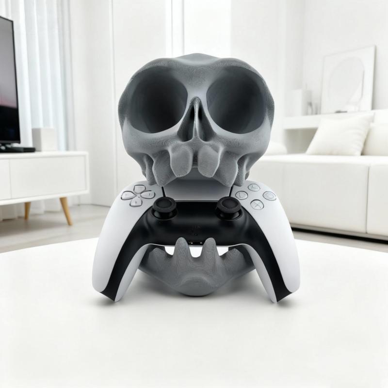 Personalized 3D Skull Game Controller Stand Wall Mounted Desktop Storage Rack Secure Holder for Gaming Room Decor