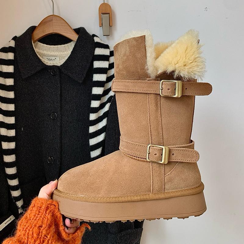 

Thick-soled heightening casual snow boots women s 2025 winter new piled thickened warm, antifreeze and non-slip cotton boots 35