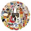 50pcs Cartoon Musical Instruments Stickers Graffiti for Phone Laptop Guitar Helmet Travel Luggage Skateboard DIY Decals