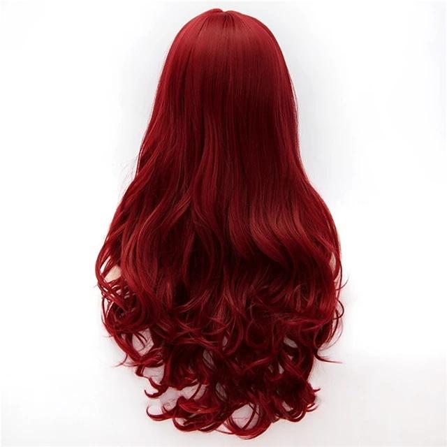 Poison Ivy Cosplay Wig 70cm Dark Red Long Wave Heat Resistant Synthetic Hair Wigs + Wig Cap