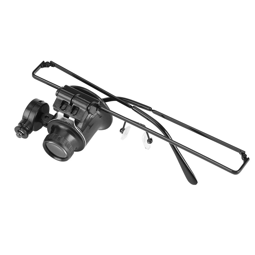 Watch Repair Single Lens Eye Glasses 20x Magnifying Magnifier Jeweler Tool LED Light Loupe