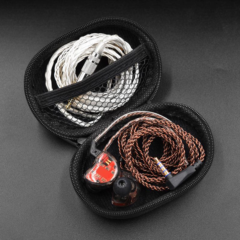Borsa Porta Auricolari KZ Scatola Quadrata/Ovale per Cuffie Custodia per Auricolari da Viaggio Interno Esterno Accessori Con Cerniera