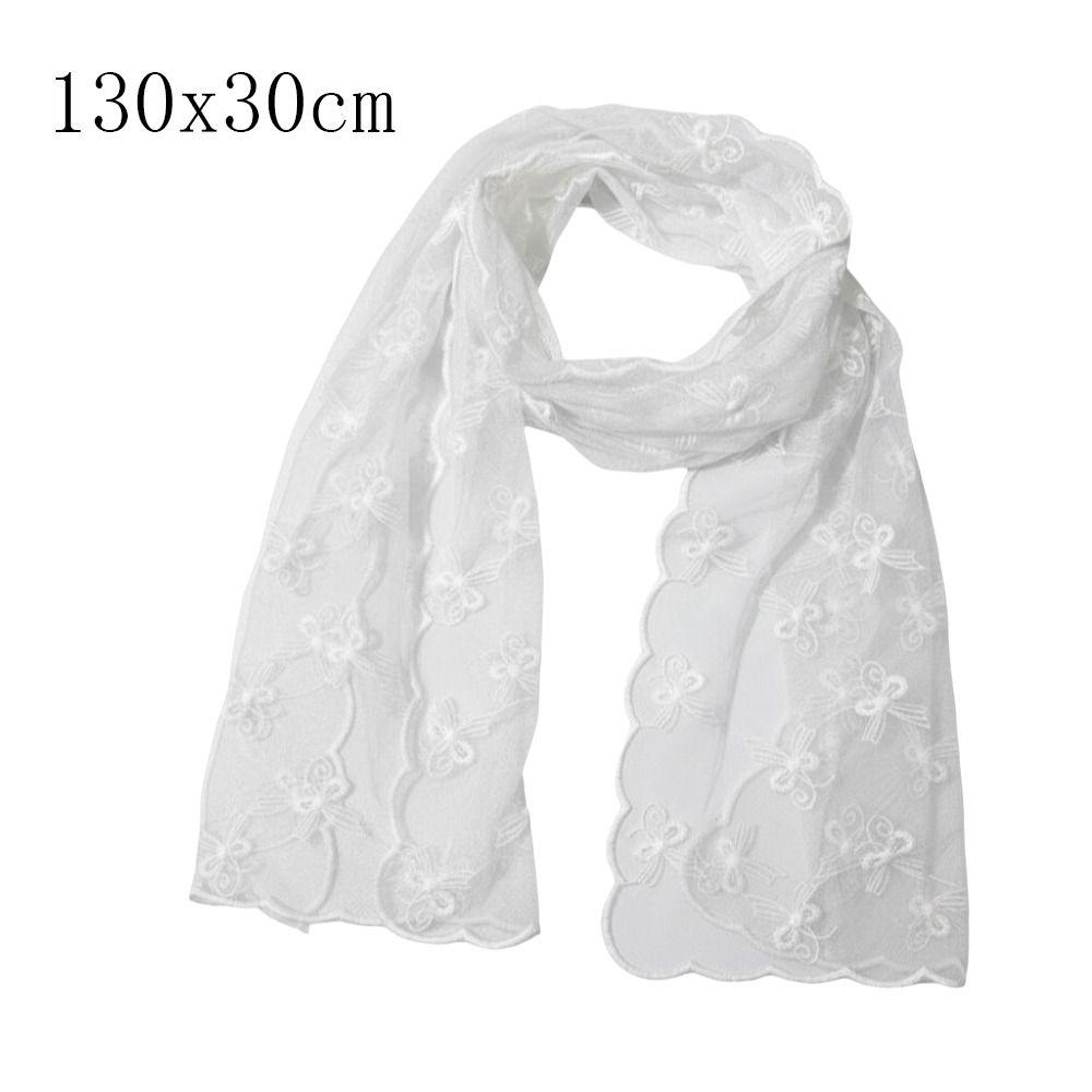 Retro Embroidered Flower Lace Scarf Lightweight Breathable Mesh Female Headscarf Long Silk Scarf Spring