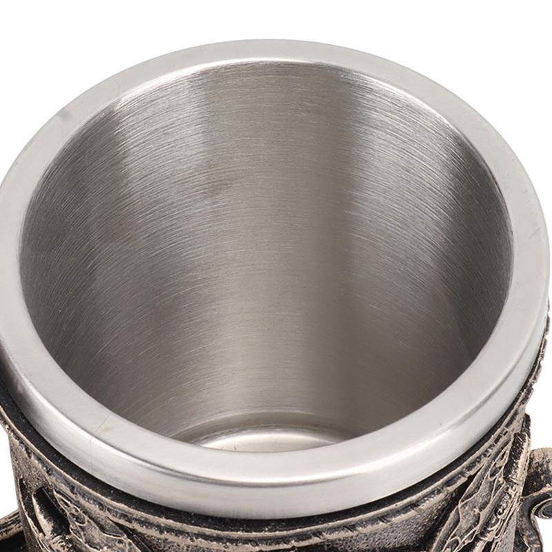 Stainless Steel Mug Viking Beer Mug Vintage Large Capacity Stainless Steel Liner Mug Resin Process Ornaments for Beer Coffee L
