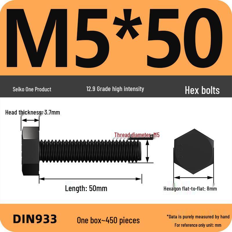 High Strength Class 12.9 Hex Bolt Set: M4-M16 Sizes