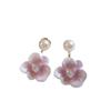 Forest-Inspired Fresh Oil-Drip Flower Pearl Earrings: Elegant, Reversible Design for Women Seeking Unique, Light Luxury and High-End Style.