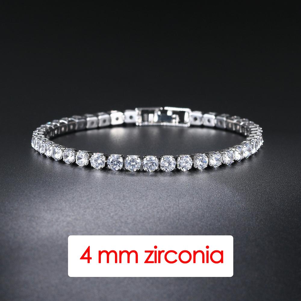 Women's Tennis Bracelet Hip Hop Trendy AAA+ Cubic Zirconia Silver Color Teen Girl Crystal Chain On The Hand Wedding Jewelry H086