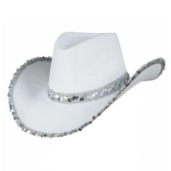 Women Party Hat Bright Color Concave Top Wide Brim Sequin Cosplay Decorative Costume Contrast Color Dance Show Props Western Cowboy Hat Headwear