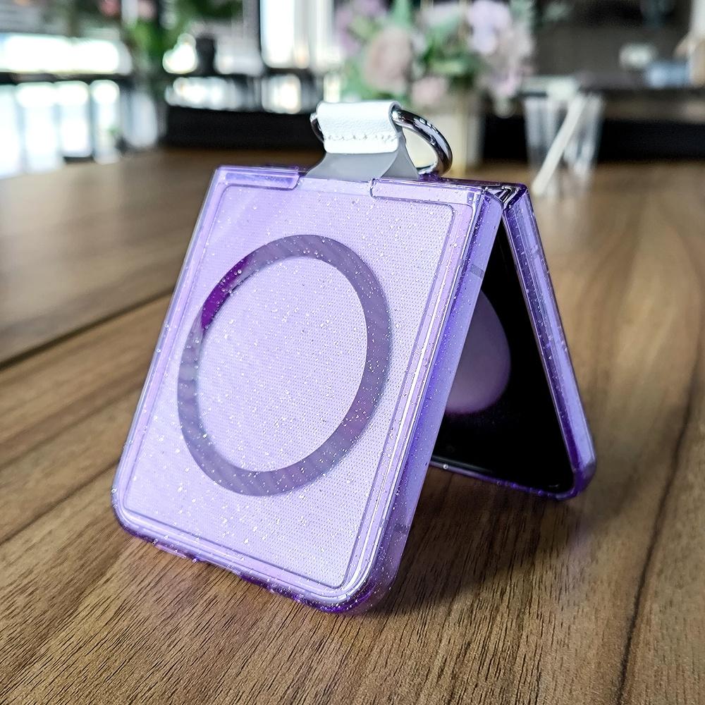 Custodia Glitter per Anello Magsafe per Samsung Galaxy Z Flip 7 6 5 4 3 flip7 ZFlip Magnetica Trasparente Antiurto