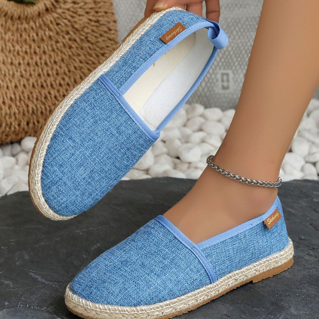 Comfortable Canvas Flat Shoes Women Breathable Non-Slip Espadrille Shoes Woman  Summer Solid Color Shallow Casual Flats