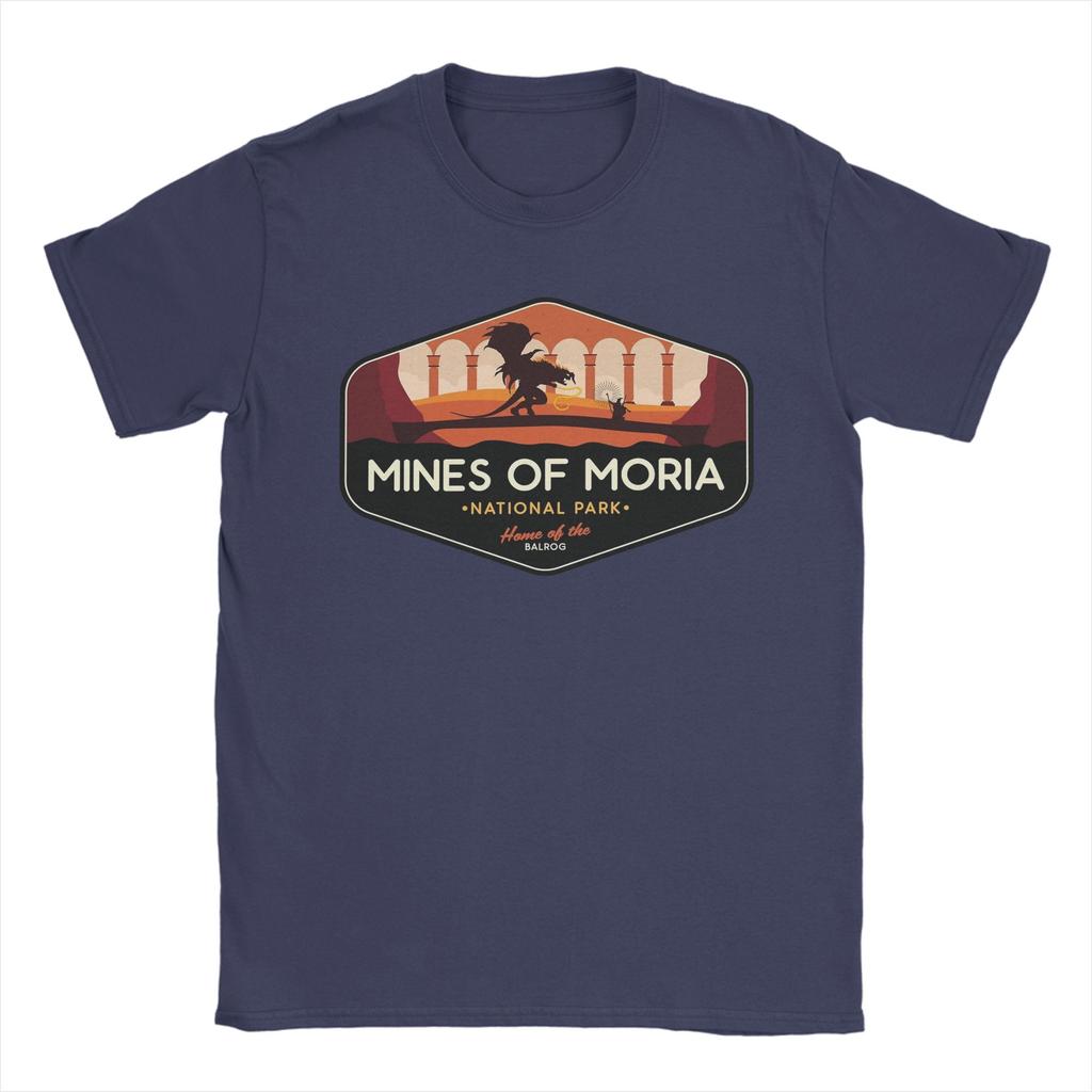Herren T-Shirt Moria Nationalpark Heimat des Balrog Vintage Reine Baumwolle T-Shirts LLords Of The RRings T-Shirt Rundhals Oberteile