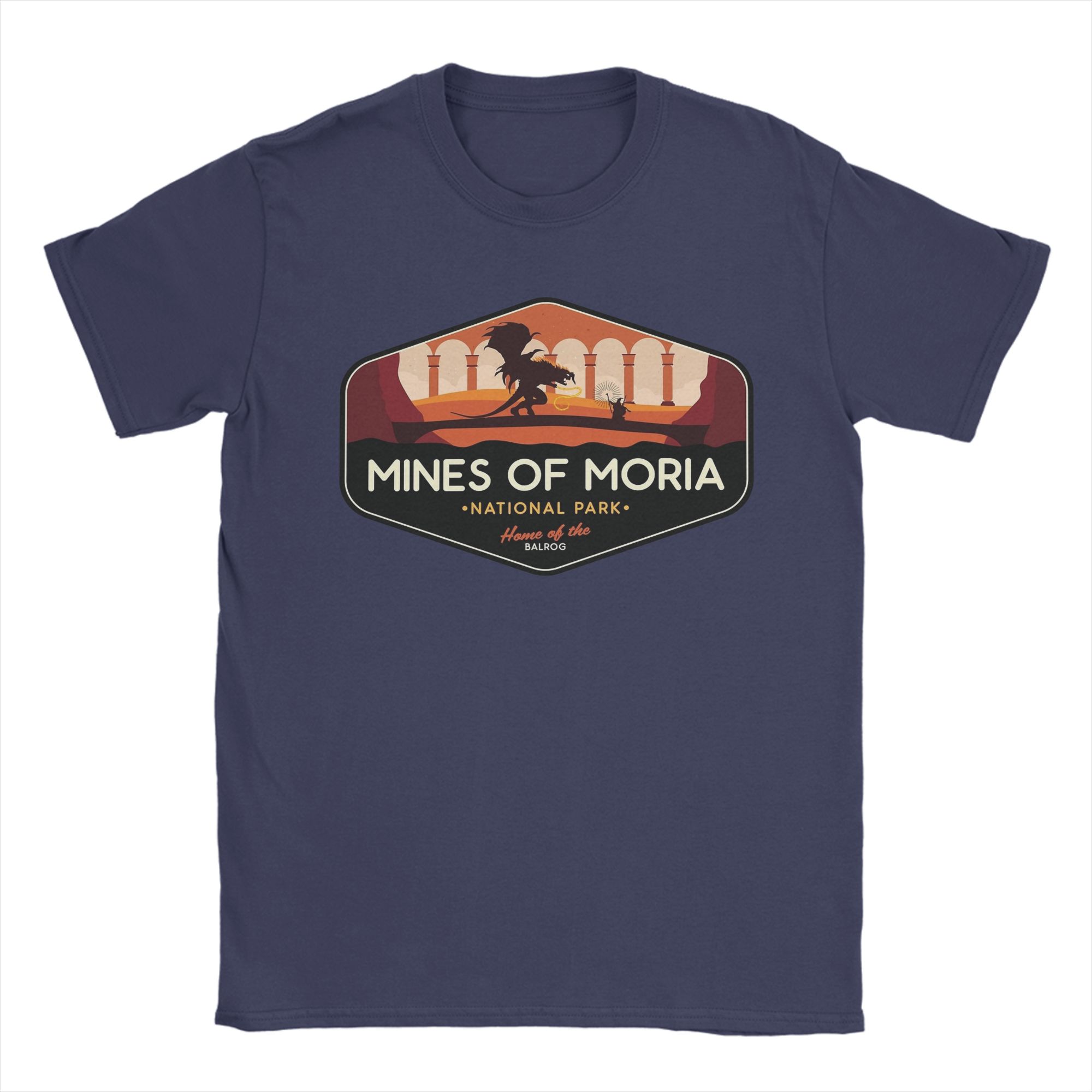

Mens TShirt Moria National Park Home of the Balrog Vintage Pure Cotton Tees LLords Of The RRings T Shirt Round Neck Tops 3XL