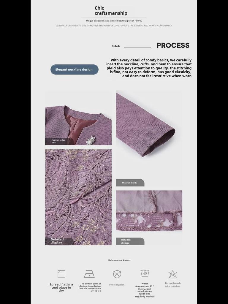 Elegant Lace Two-Piece Dress for Middle-Aged Women: Perfect for Wedding Banquets and Autumn Events