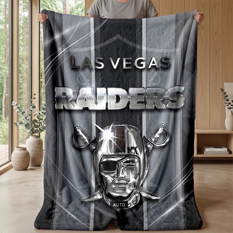 Las Vegas Raiders Flannel Fleece Blanket Cozy Warm Throw Blanket For Couch Bed Travel All Season Use