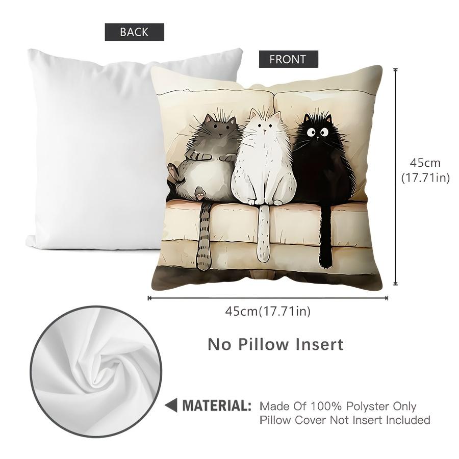 [Chic Cartoon Cat] Machine Washable Polyester Chic Cartoon Cat Throw Pillow Cover 17.7x17.7" | Contemporary Decorative Cushion Case