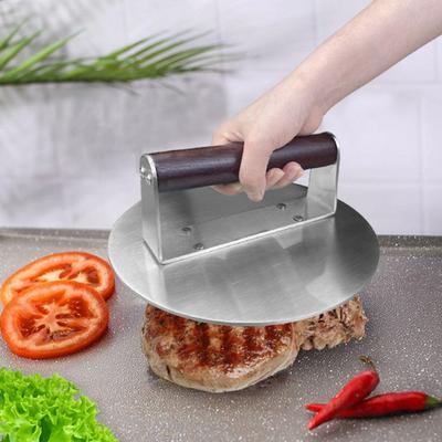 Lis na hamburgery z nehrdzavejúcej ocele Hamburger Bacon Press Heavy Duty Meat Smasher s drevenou rukoväťou Grilovacie náradie na BBQ Panini Hovězí Klobása