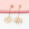 Color Gold Mori Hollow Rose Earrings Temperament Women'S Rose Gold Plated Purple Gold Craft Earrings