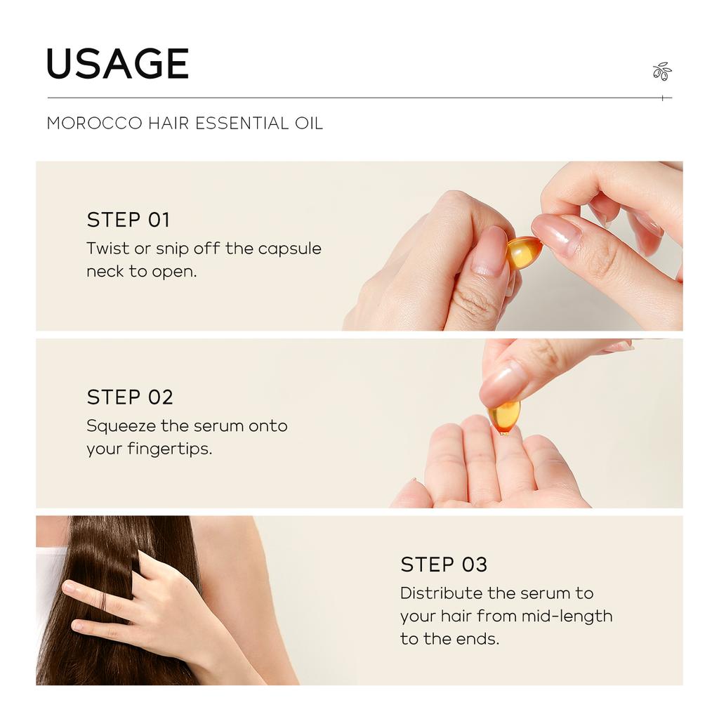 50 capsule*1 ml Capsule marocane pentru îngrijirea părului, păr neted pe verticală, departe de încrețire și uscăciune, proaspăt și negras, potrivit pentru toate tipurile de păr