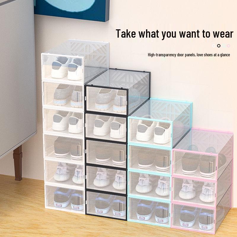 Double-Layer Dustproof Transparent Shoe Storage Box - Large Capacity Dormitory Shoe Rack