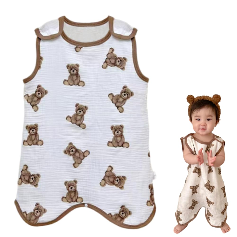 

Летний слип для новорожденных, легко надевать и снимать, до 5 лет [DEJEXEGO] Слип, Мешок, Ребенок, Мальчик, Девочка, 100% хлопок, Милый, Открытый, 4-слойная марля, Время для сна,