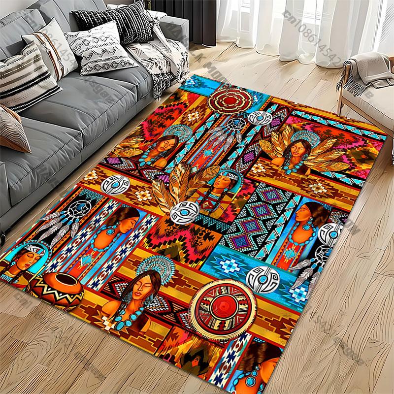Native art culture vibrant patterns carpet Yoga living room room decor children's crawling mat doormat area rug games mat