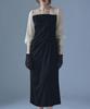 Draped Long Occasion Black x Size M [etoll] I-Line Dress, Sleeve, Dress, Beige,