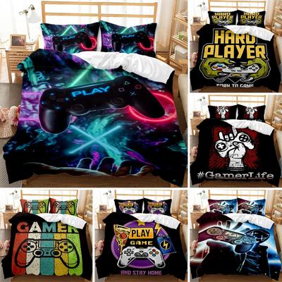 Gaming Bettbezug-Set Twin, Gamer Bettwäsche-Sets für Jungen Kinder, Game King Size Bettbezug-Set 2/3-teilig Mikrofaser Game Bett-Set