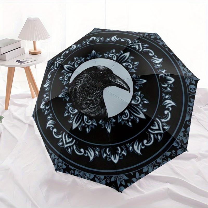 Raven & Floral Mandala Wall Art: Unique Decor for Any SpaceUmbrella, Portable 3-Fold Umbrella for Men & Women,Christmas Gift ES187
