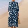 Women's Casual And Fashionable V-Veck Flower Print Long Sleeved Dress Long Sleeved Dress