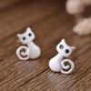 Cute Black Eyes Crystal Cat Stud Earrings for Teens Fashion Jewelry for Daily School Wear Birthday Gift for Girls