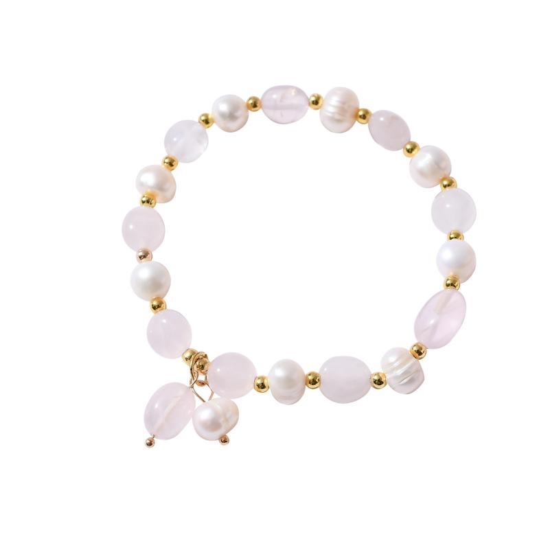 Summer Fashion Women's Bracelet Natural Freshwater Pearl with Yellow Crystal Waterproof Fashion Bangles