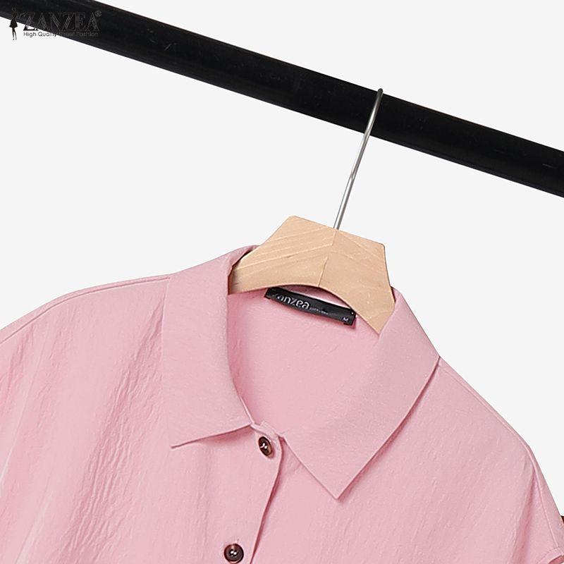 ZANZEA Women Summer Short Sleeve Blouse and Long Skirts Casual Two Piece Suit Sets