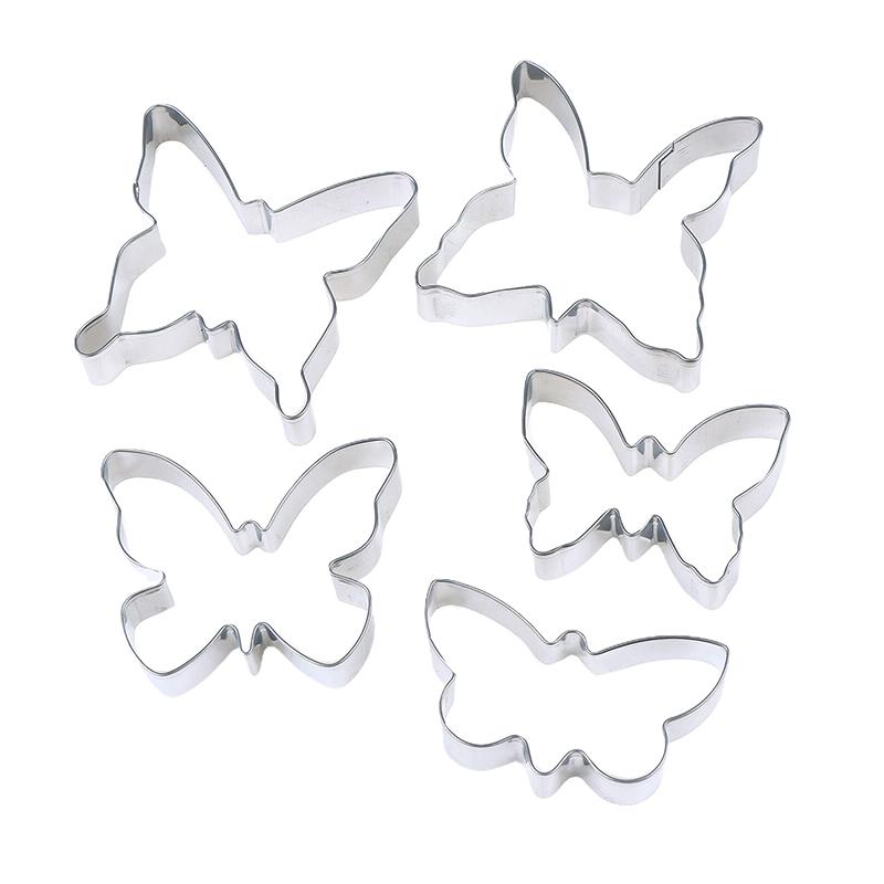 Set 5 Bucăți/Set Oțel Inoxidabil Matrițe pentru Biscuiți Set Decupator Fursecuri Fluture Unealtă DIY pentru Decorat Torturi Matriță pentru Prăjituri cu Ciocolată Gustări de Copt