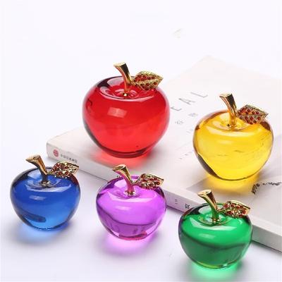 Ornements de pomme Décoration de glaçure colorée Décoration de la maison en verre Cristal Quartz Violet Rouge Rose Jaune Lucency Cadeau Souvenir