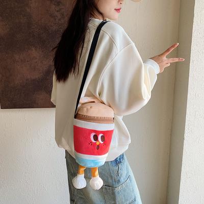 Bolsa de hambúrguer batata frita criativa e engraçada, bolsa de ombro mensageiro, bolsa de pelúcia macia e fofa para meninas