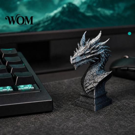 Mystical Dragon Home Decor 3D Printed Ancient Bust Sculpture, Realistic Scales & Spikes, One-piece Molding with Multiple Colors, Compact Ornament for