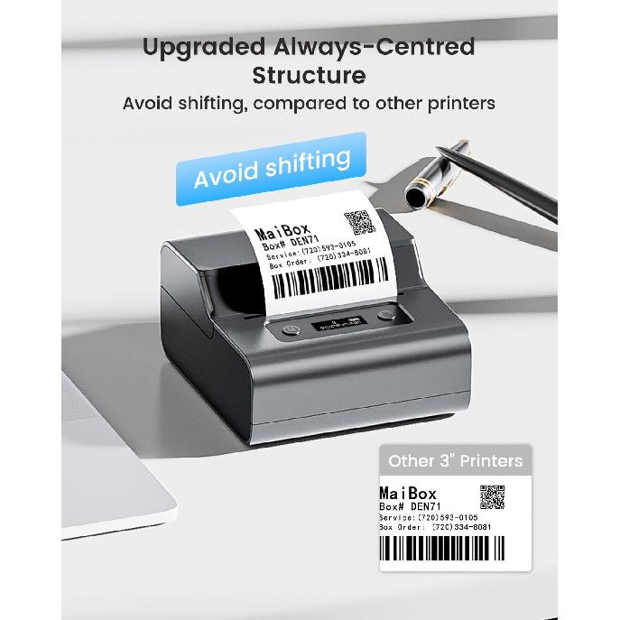 Phomemo M221 Label Maker, New Upgraded 3 Inch Bluetooth Thermal, Easier & More Stable, for Product, Address, Barcode, Small Business, Portable Label