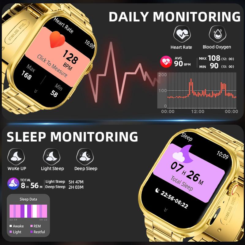 Outdoor Sport Rugged Military Smart Watch Men 2.01inch HD Screen 370mAh Battery Waterproof SWIM Watch BT Calling Smartwatch