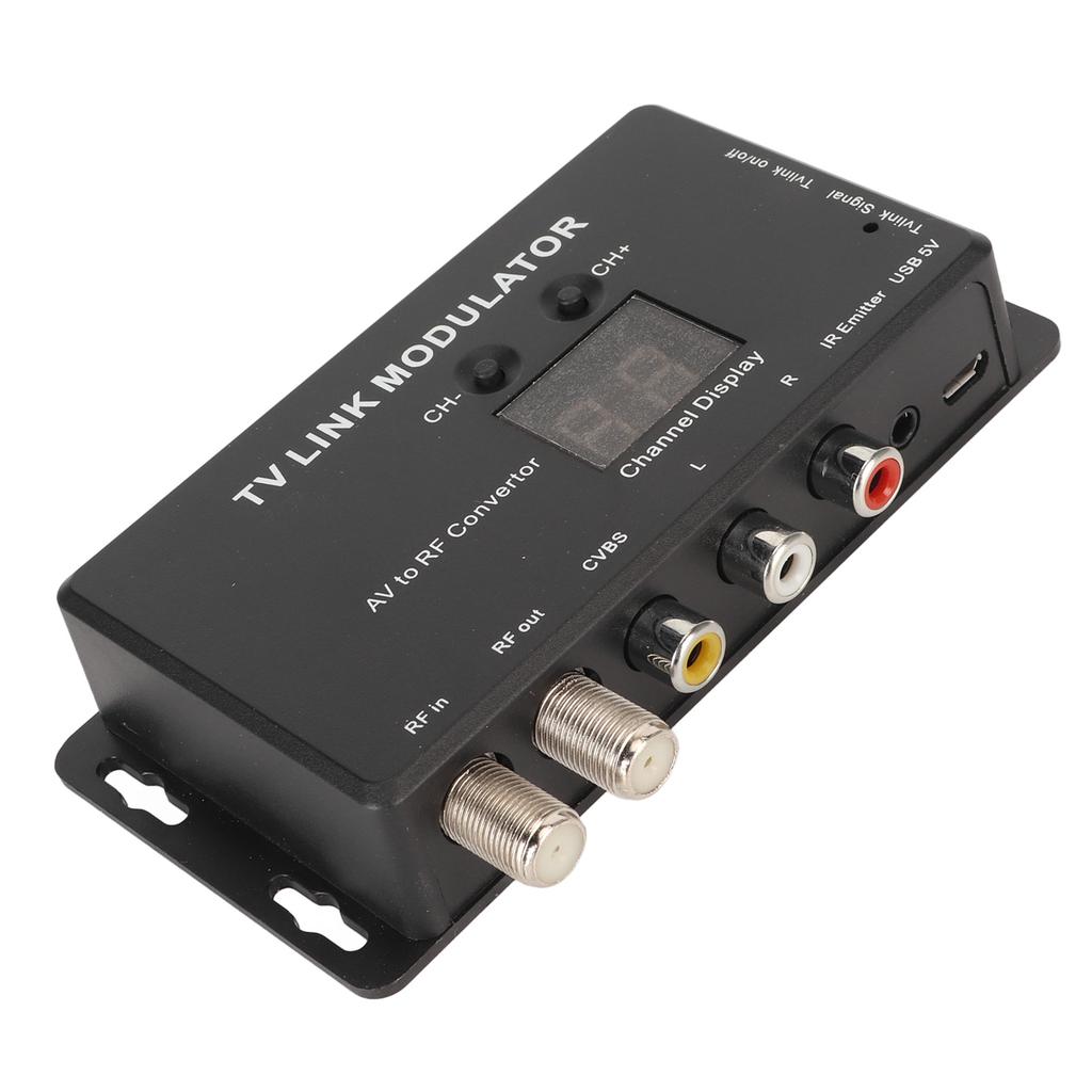 UHF Modulator TV Link Modulator 471.25‑885.25MHz Support PAL NTSC AV to RF Converter IR Extender with IR Return