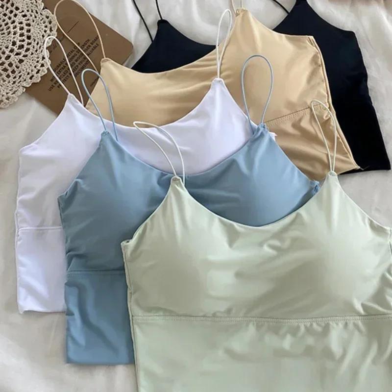 

Women s Summer Sleeveless Vest Tops Cotton Bustier Tank Top with Padded Soft Elastic Wear-Resistant Crop Bralette Tees One size fits all