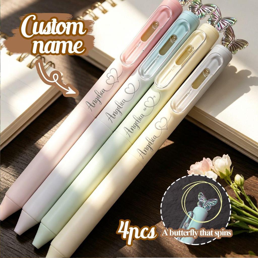 Custom Gel Pens With Name,Personalized Teacher Pens,Customized Ballpoint Pen,Customizable Butterfly Gradient Writech Pens