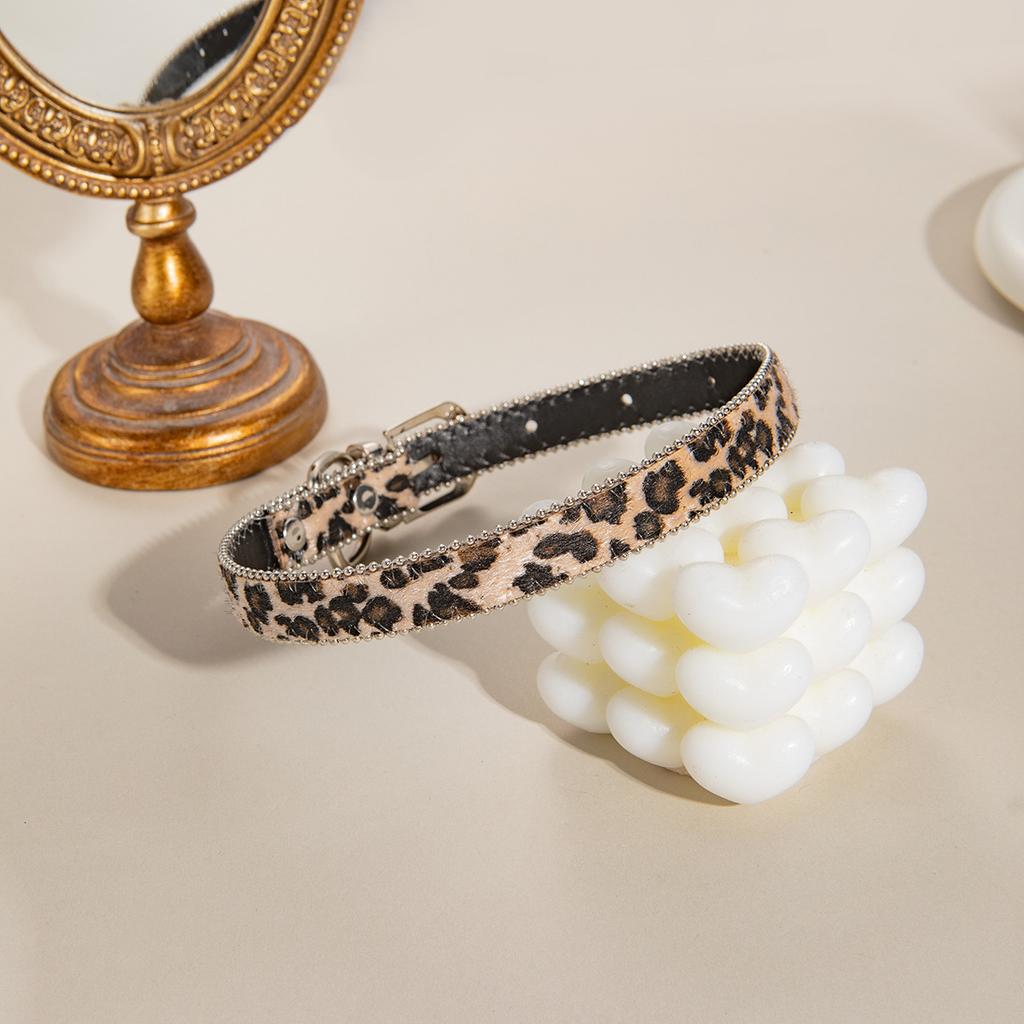 Sexy Spice Girl Leopard Print Belt Buckle Collar Women'S Niche Punk Subculture Design Sense Trendy Fashion Apparel